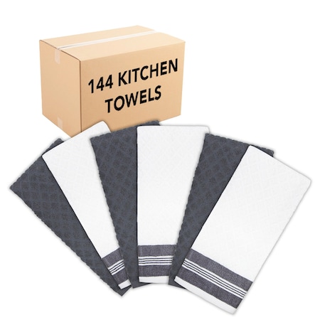 Monarch Brands Premier Kitchen Towels, Diamond Pattern , Gray, 144PK SC-KT6-DMGRY-CS